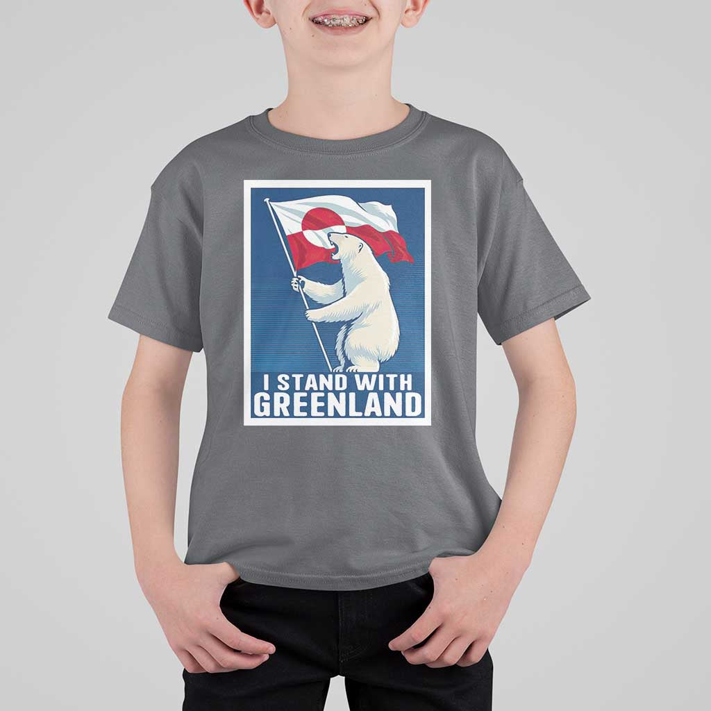 I Stand With Greenland Polar Bear Resist T Shirt For Kid Vintage Patriotic Propaganda Sovereignty Protest