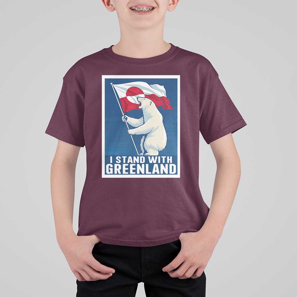 I Stand With Greenland Polar Bear Resist T Shirt For Kid Vintage Patriotic Propaganda Sovereignty Protest