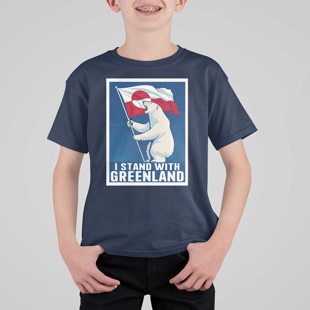 I Stand With Greenland Polar Bear Resist T Shirt For Kid Vintage Patriotic Propaganda Sovereignty Protest