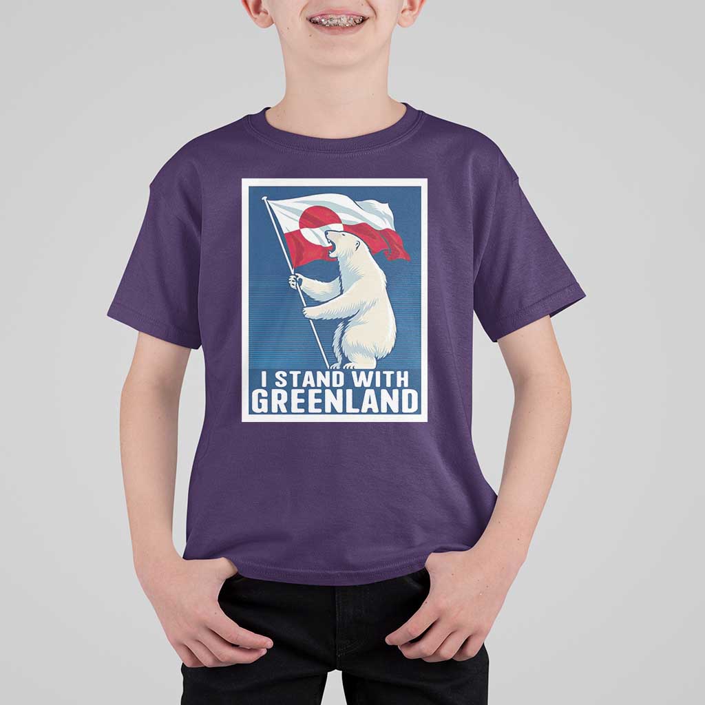 I Stand With Greenland Polar Bear Resist T Shirt For Kid Vintage Patriotic Propaganda Sovereignty Protest