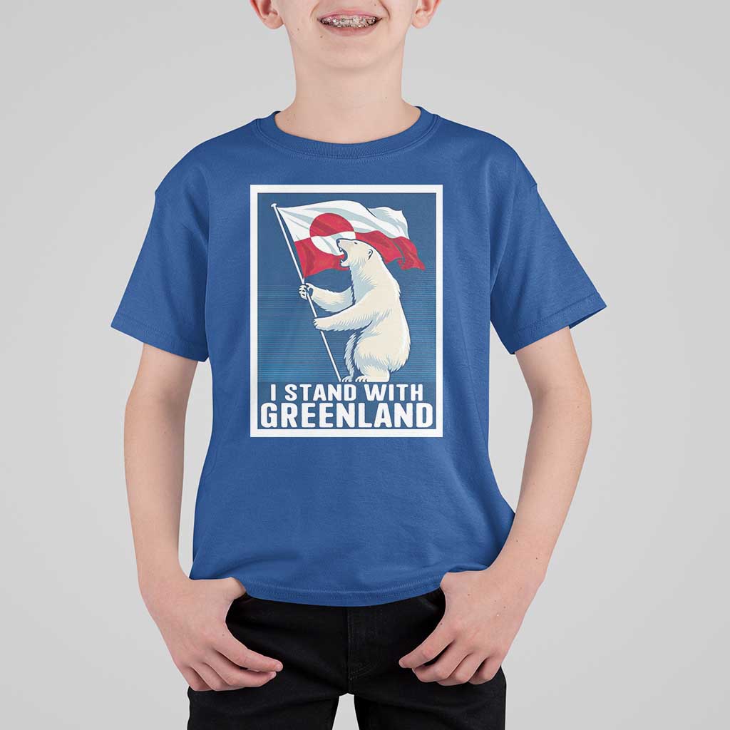 I Stand With Greenland Polar Bear Resist T Shirt For Kid Vintage Patriotic Propaganda Sovereignty Protest