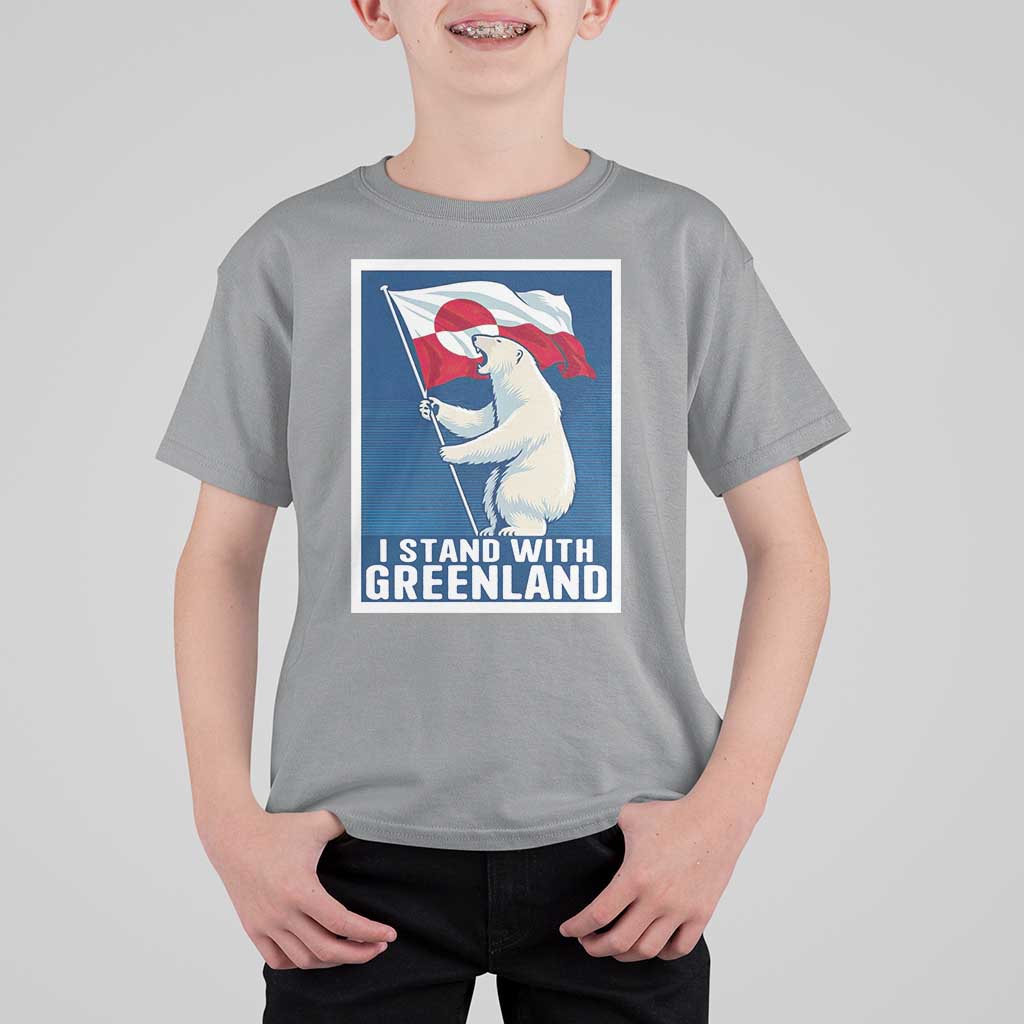 I Stand With Greenland Polar Bear Resist T Shirt For Kid Vintage Patriotic Propaganda Sovereignty Protest