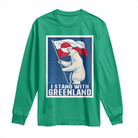 I Stand With Greenland Polar Bear Resist Long Sleeve Shirt Vintage Patriotic Propaganda Sovereignty Protest