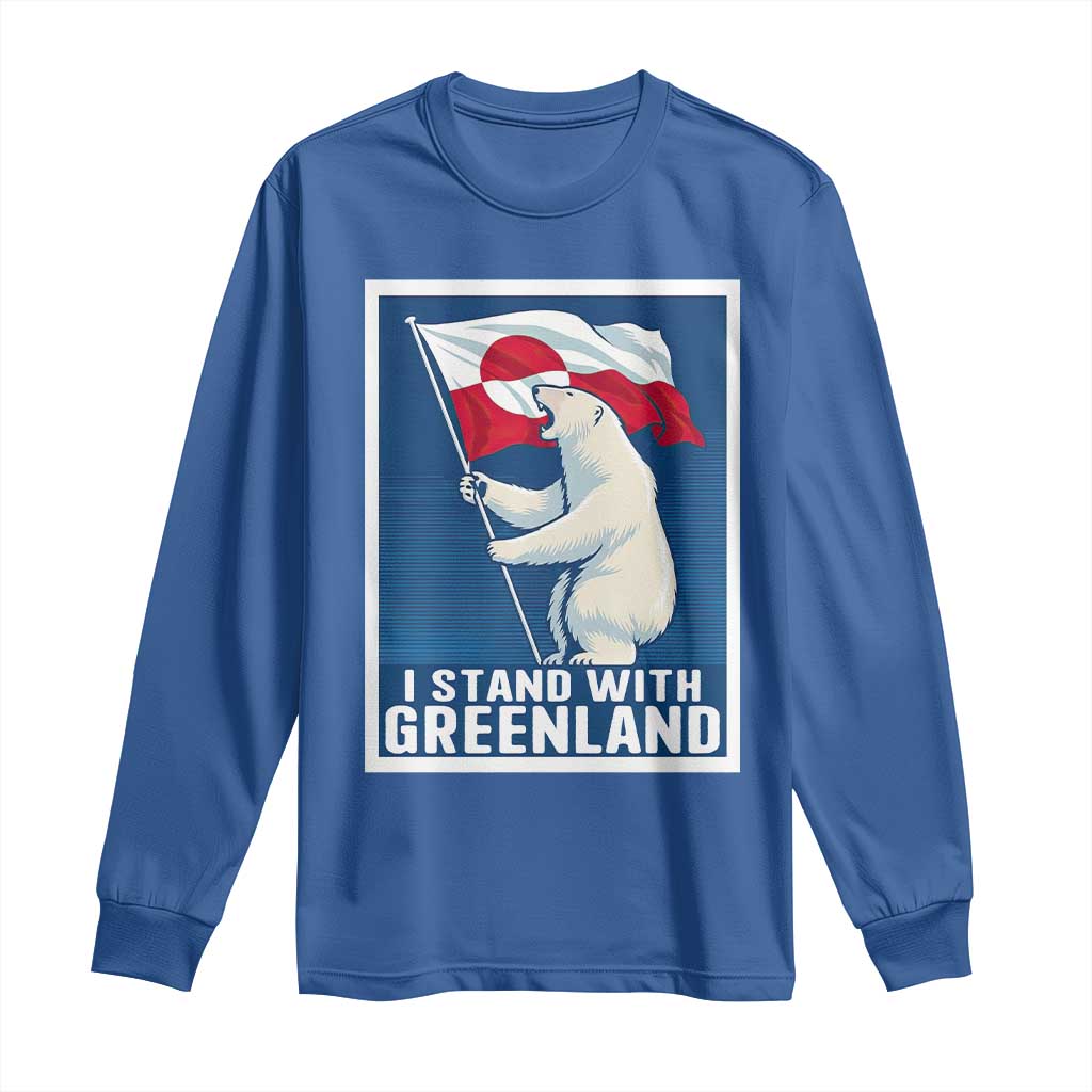 I Stand With Greenland Polar Bear Resist Long Sleeve Shirt Vintage Patriotic Propaganda Sovereignty Protest