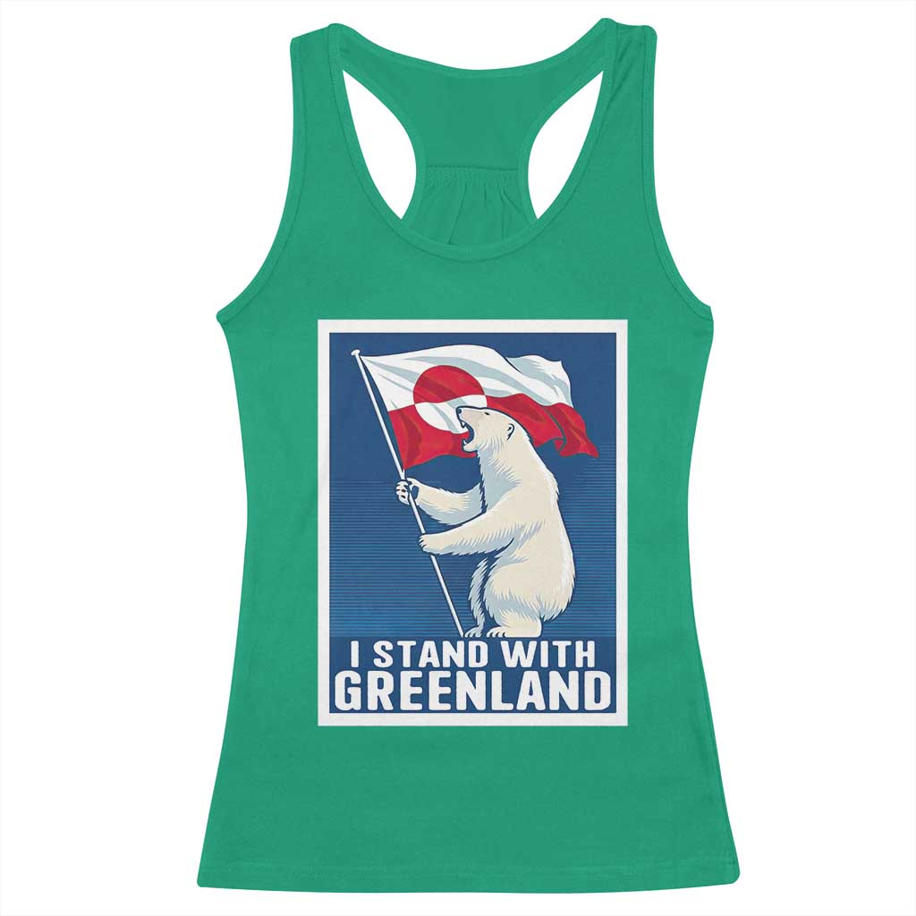 I Stand With Greenland Polar Bear Resist Racerback Tank Top Vintage Patriotic Propaganda Sovereignty Protest