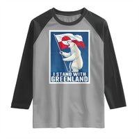 I Stand With Greenland Polar Bear Resist Raglan Shirt Vintage Patriotic Propaganda Sovereignty Protest