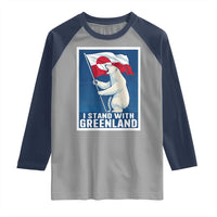 I Stand With Greenland Polar Bear Resist Raglan Shirt Vintage Patriotic Propaganda Sovereignty Protest