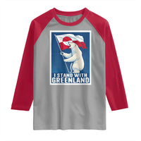 I Stand With Greenland Polar Bear Resist Raglan Shirt Vintage Patriotic Propaganda Sovereignty Protest