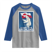 I Stand With Greenland Polar Bear Resist Raglan Shirt Vintage Patriotic Propaganda Sovereignty Protest