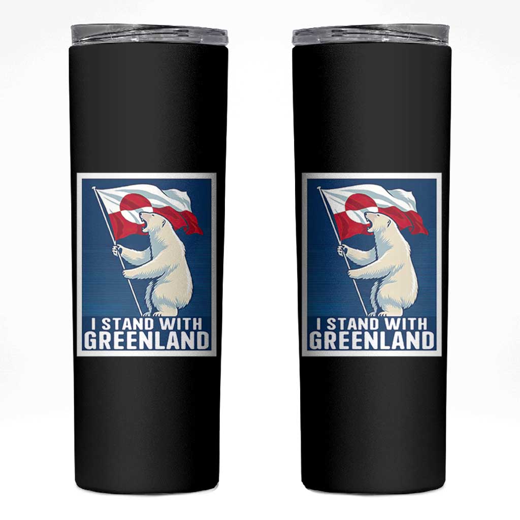 I Stand With Greenland Polar Bear Resist Skinny Tumbler Vintage Patriotic Propaganda Sovereignty Protest