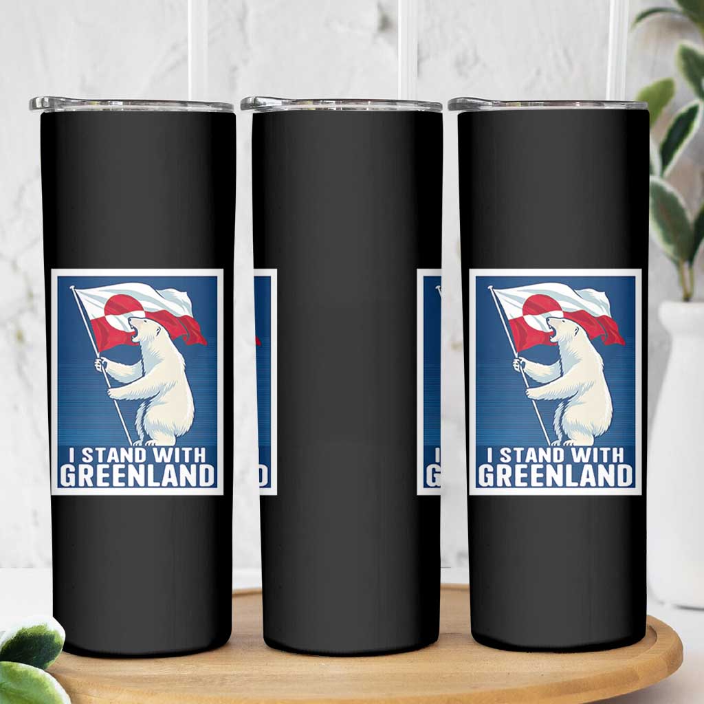 I Stand With Greenland Polar Bear Resist Skinny Tumbler Vintage Patriotic Propaganda Sovereignty Protest