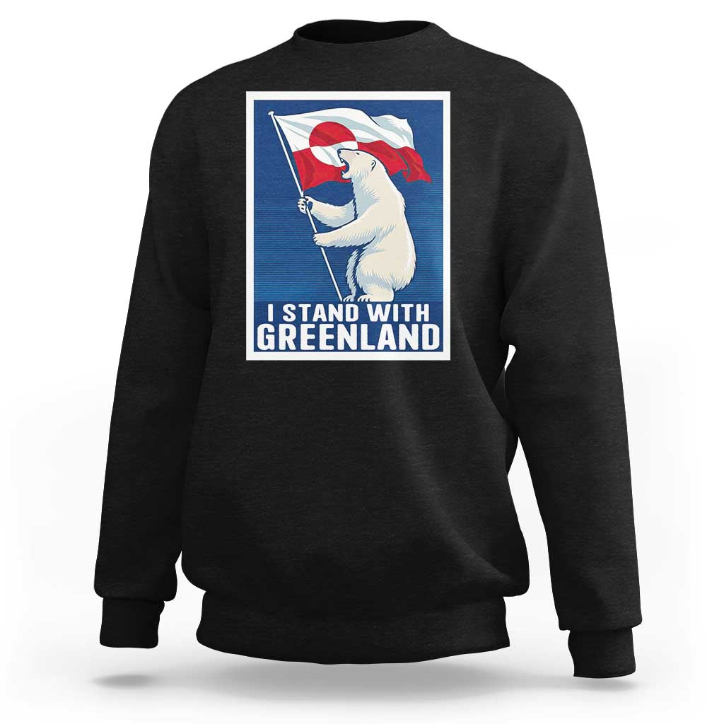 I Stand With Greenland Polar Bear Resist Sweatshirt Vintage Patriotic Propaganda Sovereignty Protest