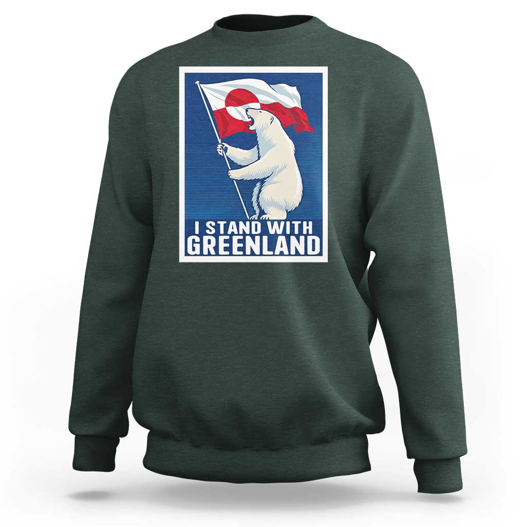 I Stand With Greenland Polar Bear Resist Sweatshirt Vintage Patriotic Propaganda Sovereignty Protest