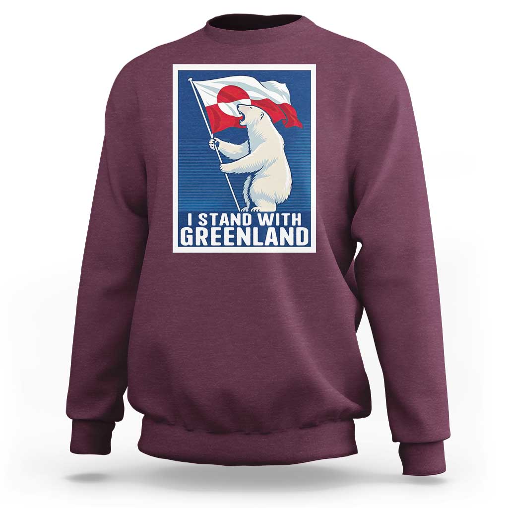 I Stand With Greenland Polar Bear Resist Sweatshirt Vintage Patriotic Propaganda Sovereignty Protest