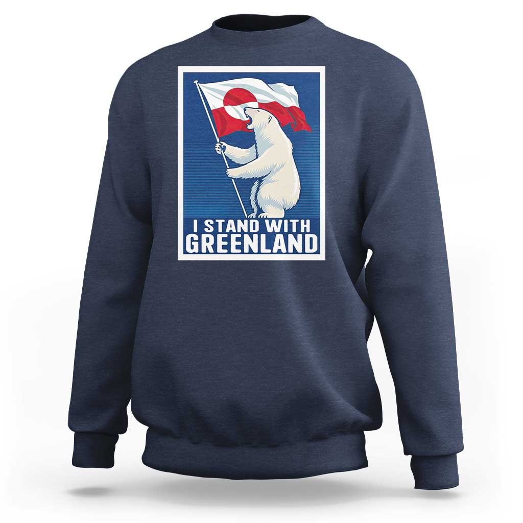 I Stand With Greenland Polar Bear Resist Sweatshirt Vintage Patriotic Propaganda Sovereignty Protest