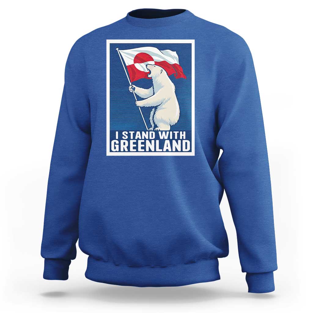 I Stand With Greenland Polar Bear Resist Sweatshirt Vintage Patriotic Propaganda Sovereignty Protest