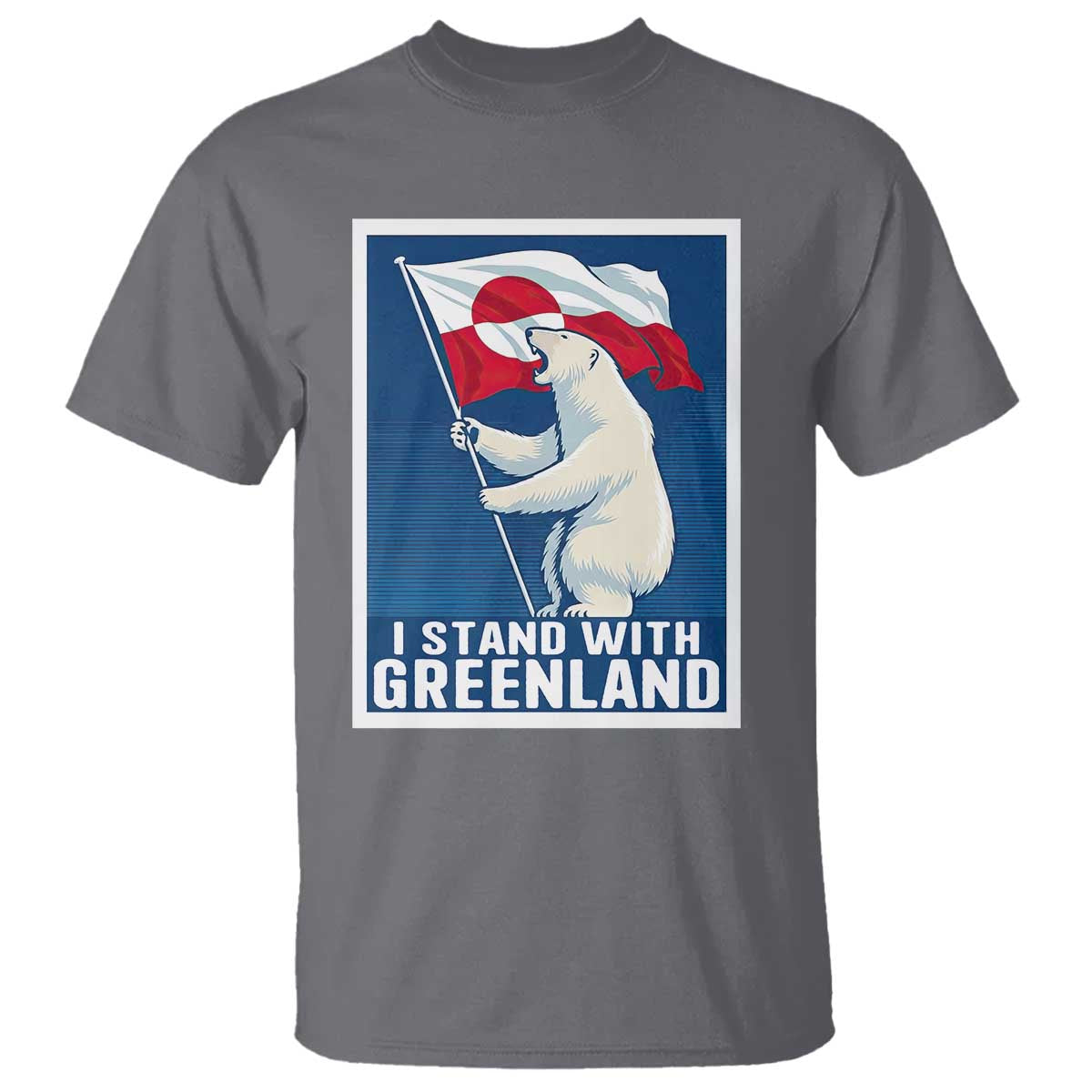 I Stand With Greenland Polar Bear Resist T Shirt Vintage Patriotic Propaganda Sovereignty Protest