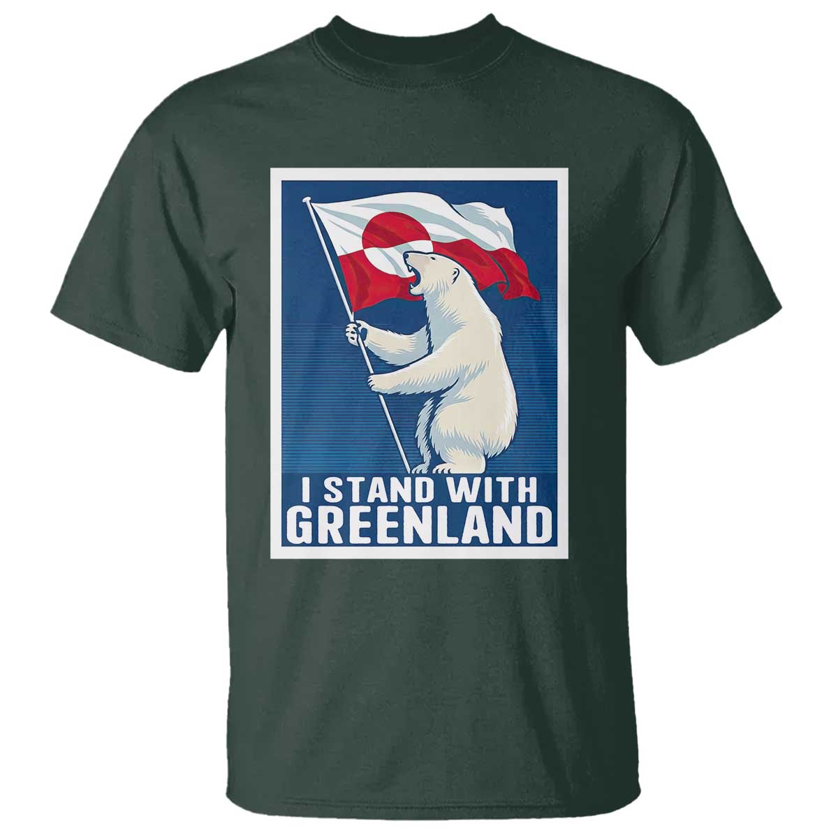 I Stand With Greenland Polar Bear Resist T Shirt Vintage Patriotic Propaganda Sovereignty Protest