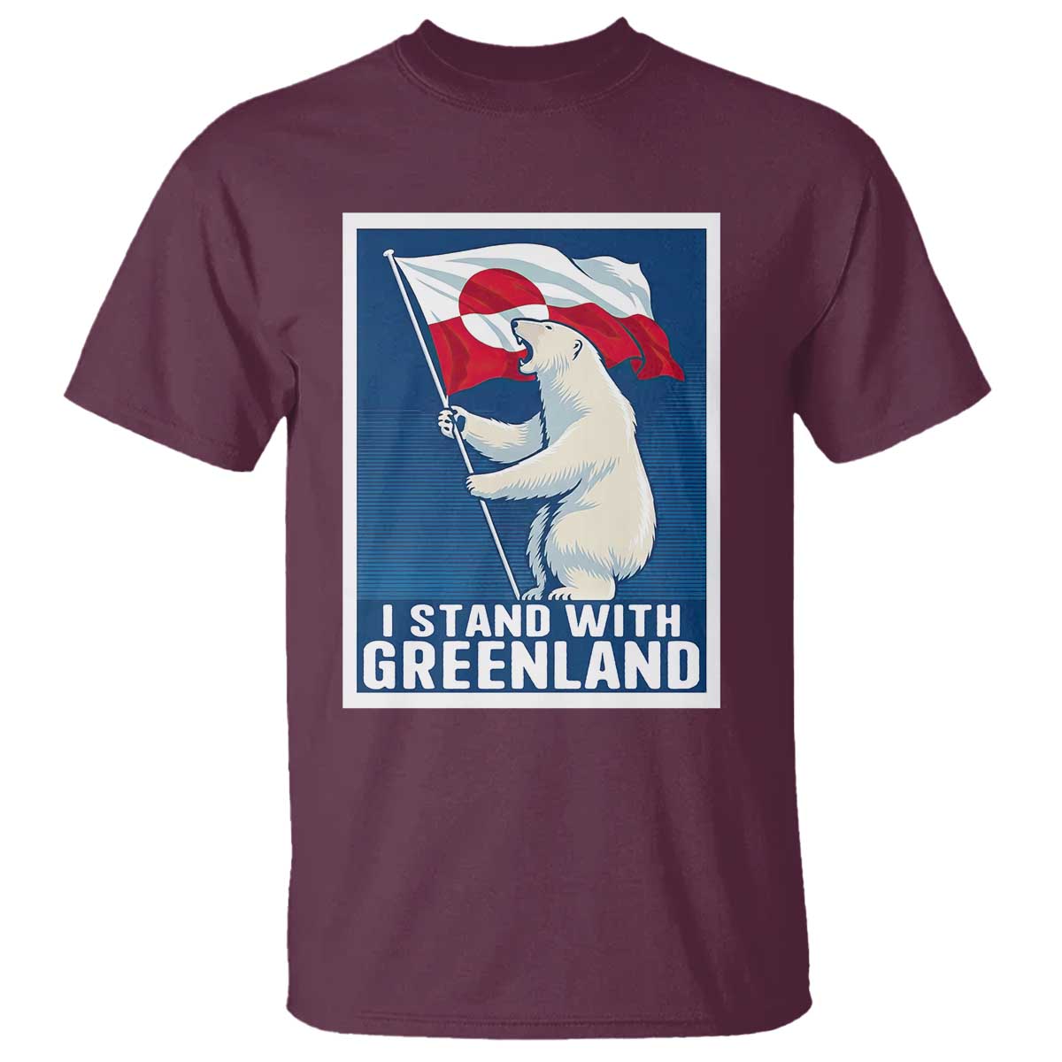 I Stand With Greenland Polar Bear Resist T Shirt Vintage Patriotic Propaganda Sovereignty Protest