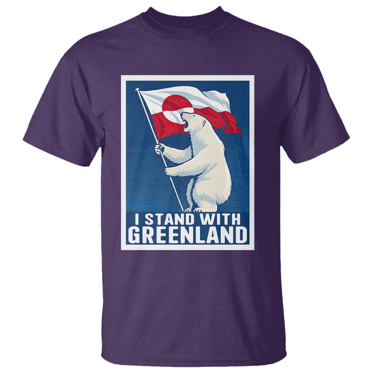 I Stand With Greenland Polar Bear Resist T Shirt Vintage Patriotic Propaganda Sovereignty Protest