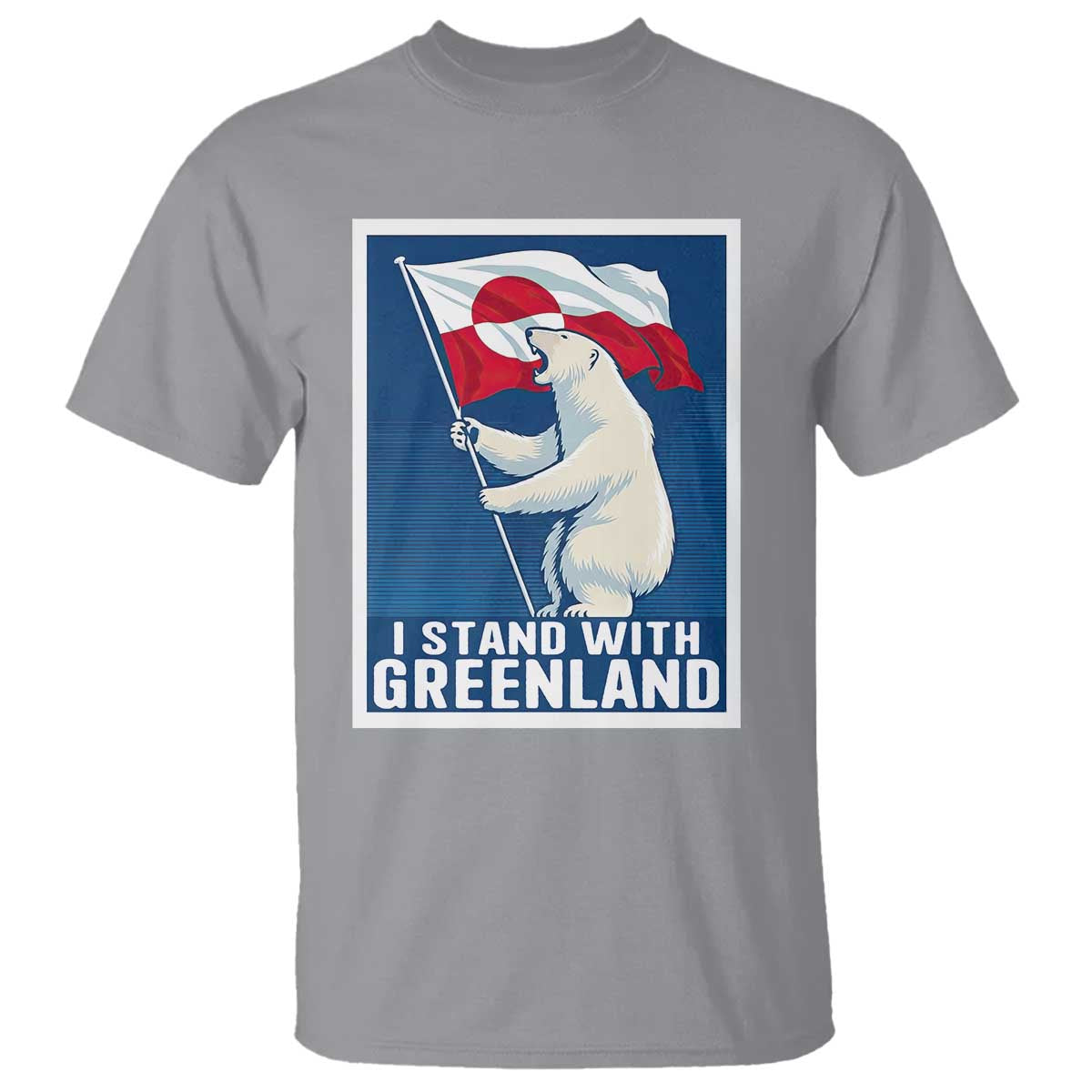 I Stand With Greenland Polar Bear Resist T Shirt Vintage Patriotic Propaganda Sovereignty Protest