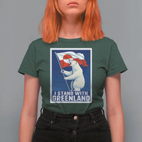 I Stand With Greenland Polar Bear Resist T Shirt For Women Vintage Patriotic Propaganda Sovereignty Protest