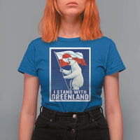 I Stand With Greenland Polar Bear Resist T Shirt For Women Vintage Patriotic Propaganda Sovereignty Protest