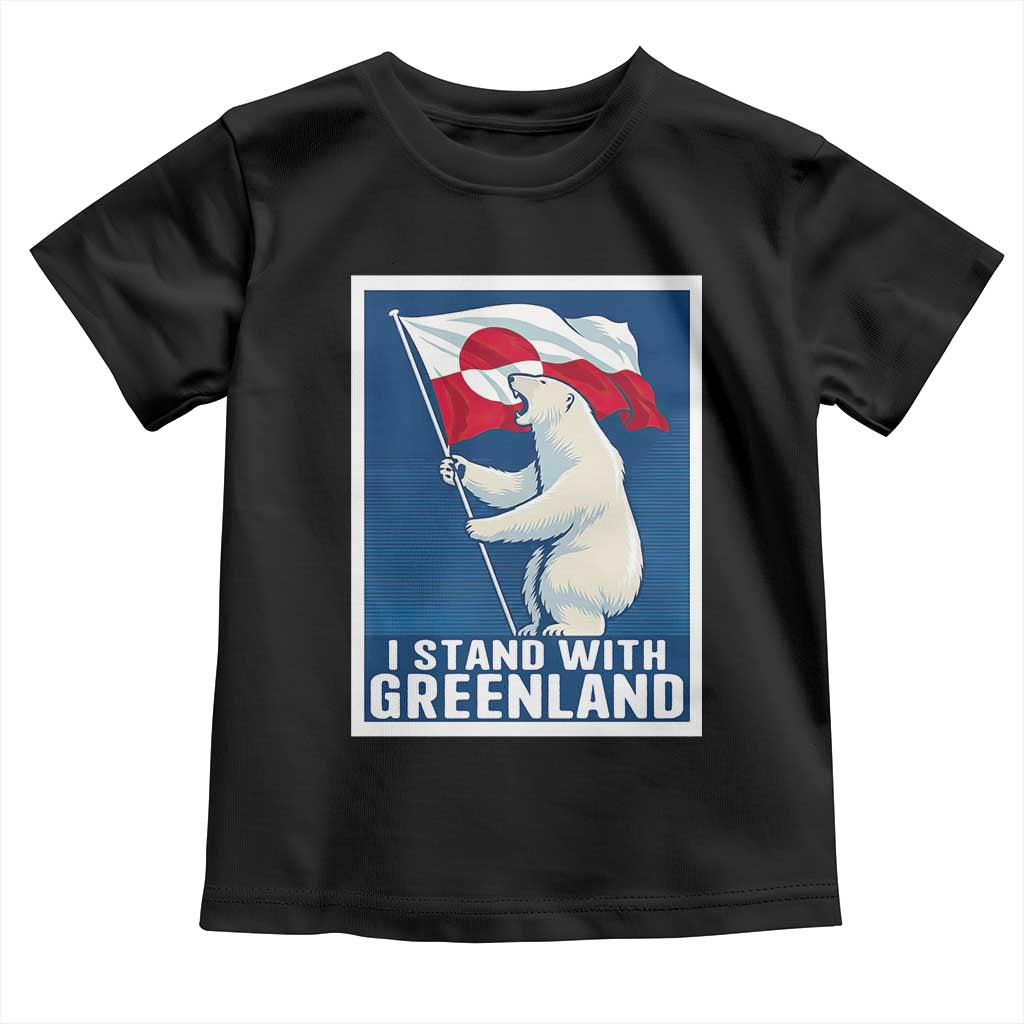 I Stand With Greenland Polar Bear Resist Toddler T Shirt Vintage Patriotic Propaganda Sovereignty Protest