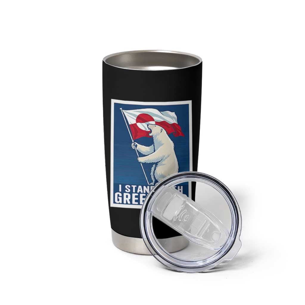I Stand With Greenland Polar Bear Resist Tumbler Cup Vintage Patriotic Propaganda Sovereignty Protest