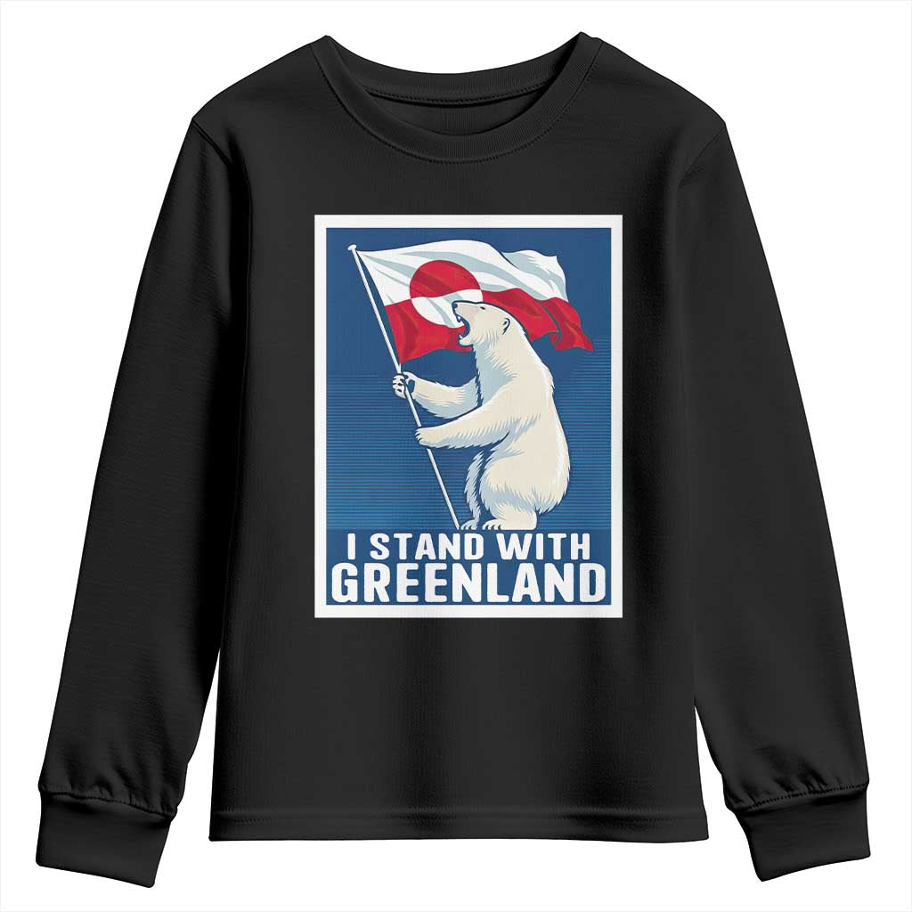 I Stand With Greenland Polar Bear Resist Youth Sweatshirt Vintage Patriotic Propaganda Sovereignty Protest
