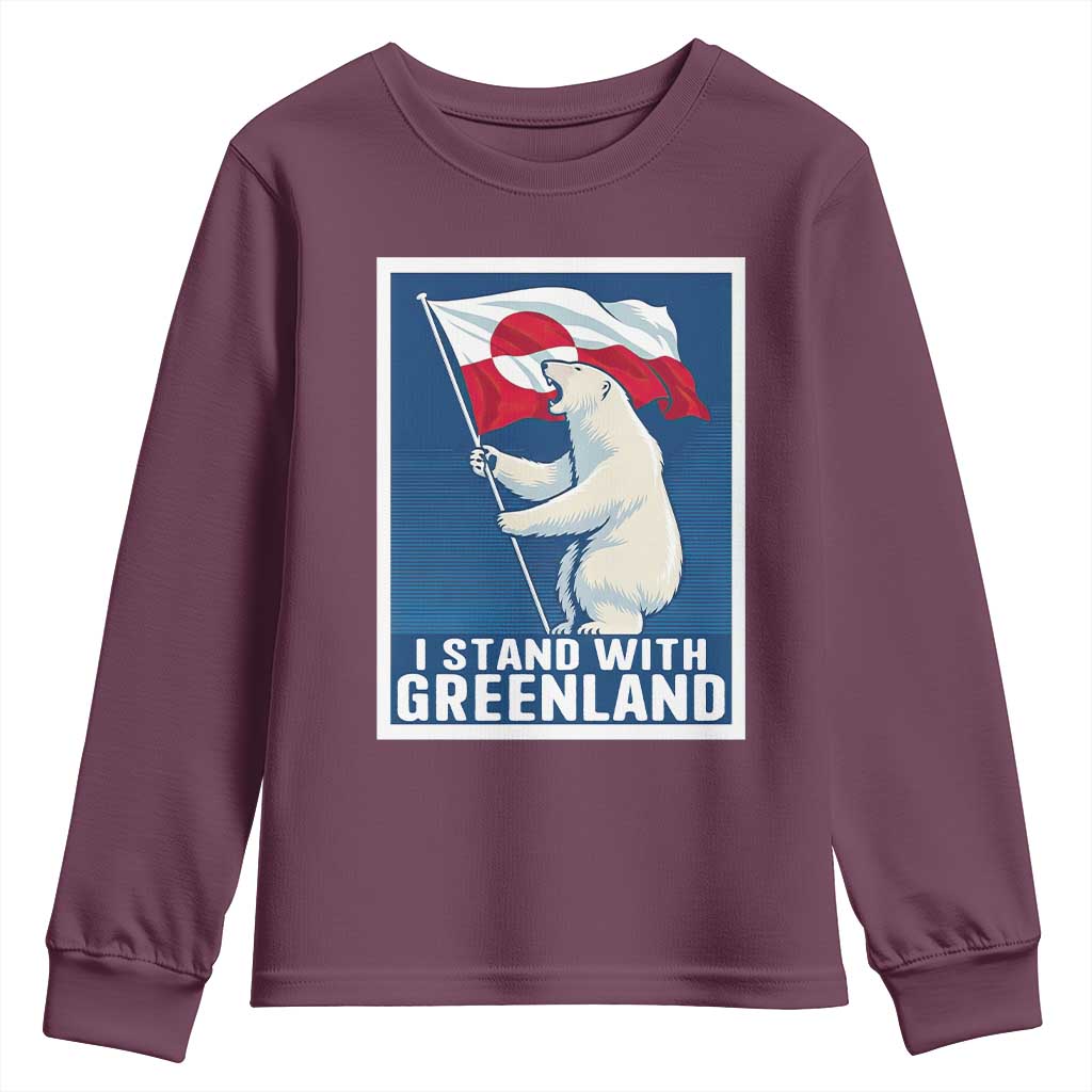 I Stand With Greenland Polar Bear Resist Youth Sweatshirt Vintage Patriotic Propaganda Sovereignty Protest