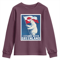 I Stand With Greenland Polar Bear Resist Youth Sweatshirt Vintage Patriotic Propaganda Sovereignty Protest