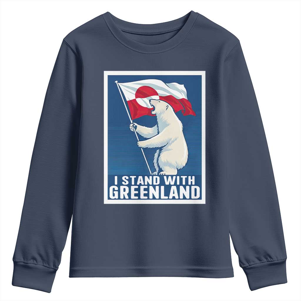 I Stand With Greenland Polar Bear Resist Youth Sweatshirt Vintage Patriotic Propaganda Sovereignty Protest