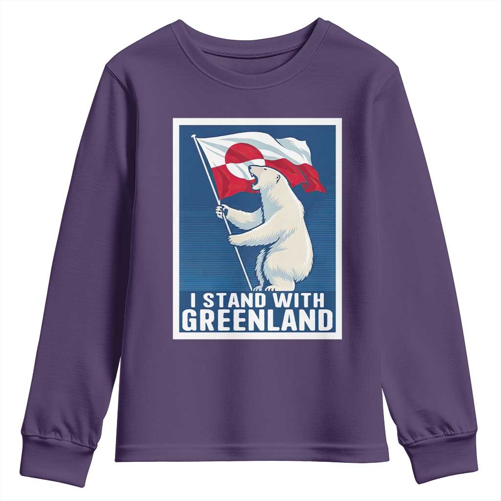 I Stand With Greenland Polar Bear Resist Youth Sweatshirt Vintage Patriotic Propaganda Sovereignty Protest