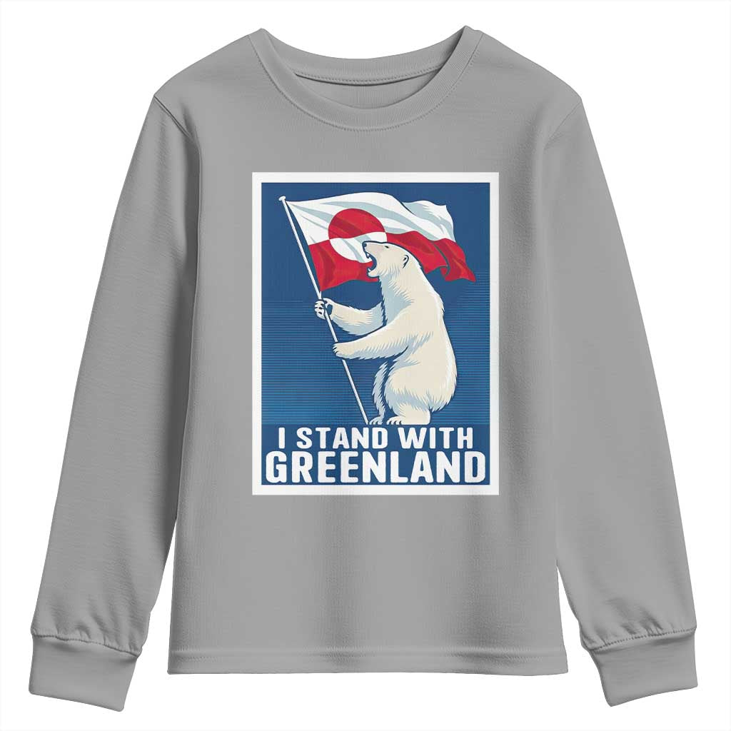 I Stand With Greenland Polar Bear Resist Youth Sweatshirt Vintage Patriotic Propaganda Sovereignty Protest