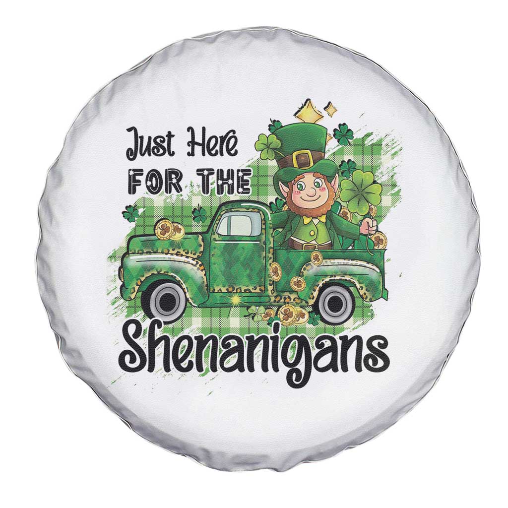 Funny St Patricks Day Spare Tire Cover Just Here For The Shenanigans Truck of Shamrock