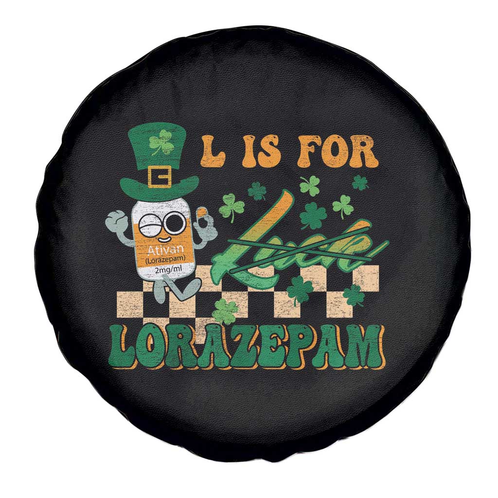 Funny Nurse St Patricks Day Spare Tire Cover Retro L is for Lorazepam Nursing Life