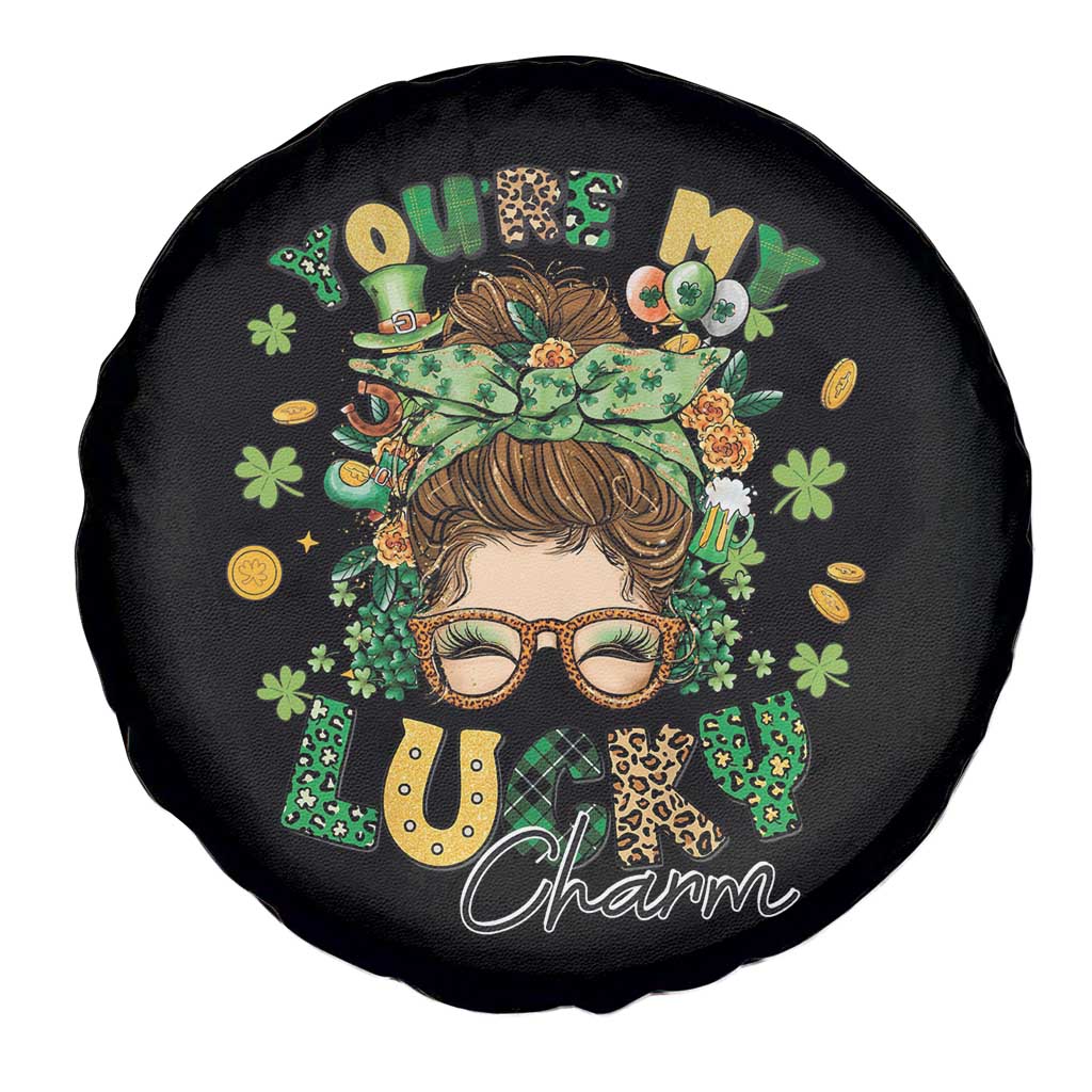 Funny St Patricks Day Spare Tire Cover You Are My Lucky Charm Shamrock Messy Bun