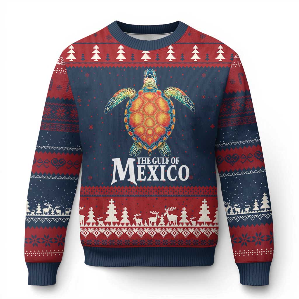 The Gulf Of Mexico Ugly Christmas Sweater Sea Turtle Graphic Forever Never Forget - Wonder Print Shop