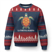 La Tortuga Marina Ugly Christmas Sweater Sea Turtle Gulf Of Mexico Forever - Wonder Print Shop