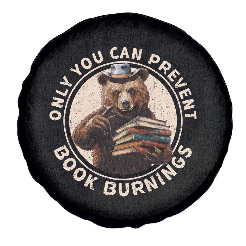 Funny Books Lover Bear Spare Tire Cover Only You Can Prevent Book Burnings