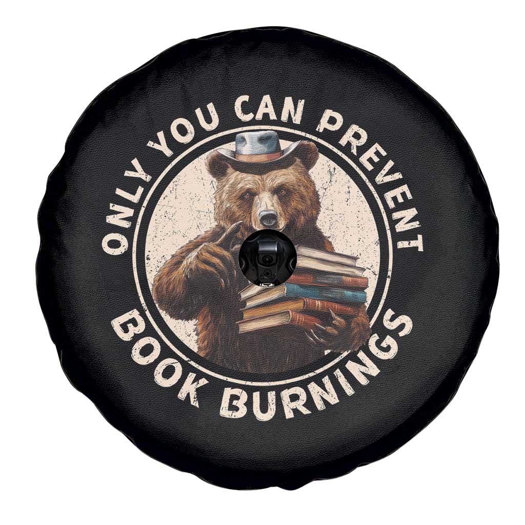 Funny Books Lover Bear Spare Tire Cover Only You Can Prevent Book Burnings