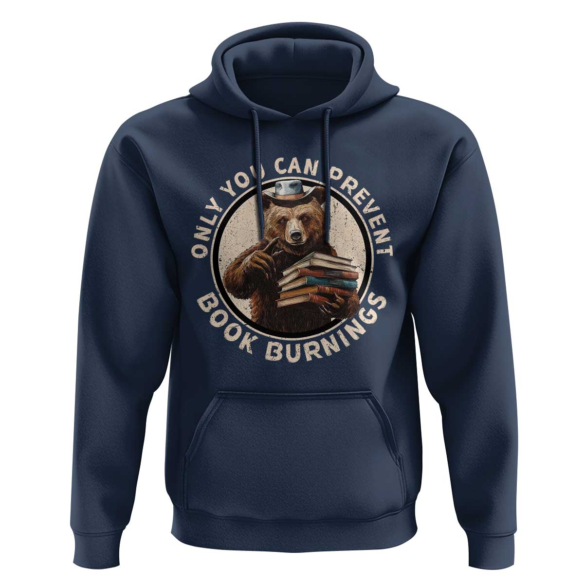 Funny Books Lover Bear Hoodie Only You Can Prevent Book Burnings