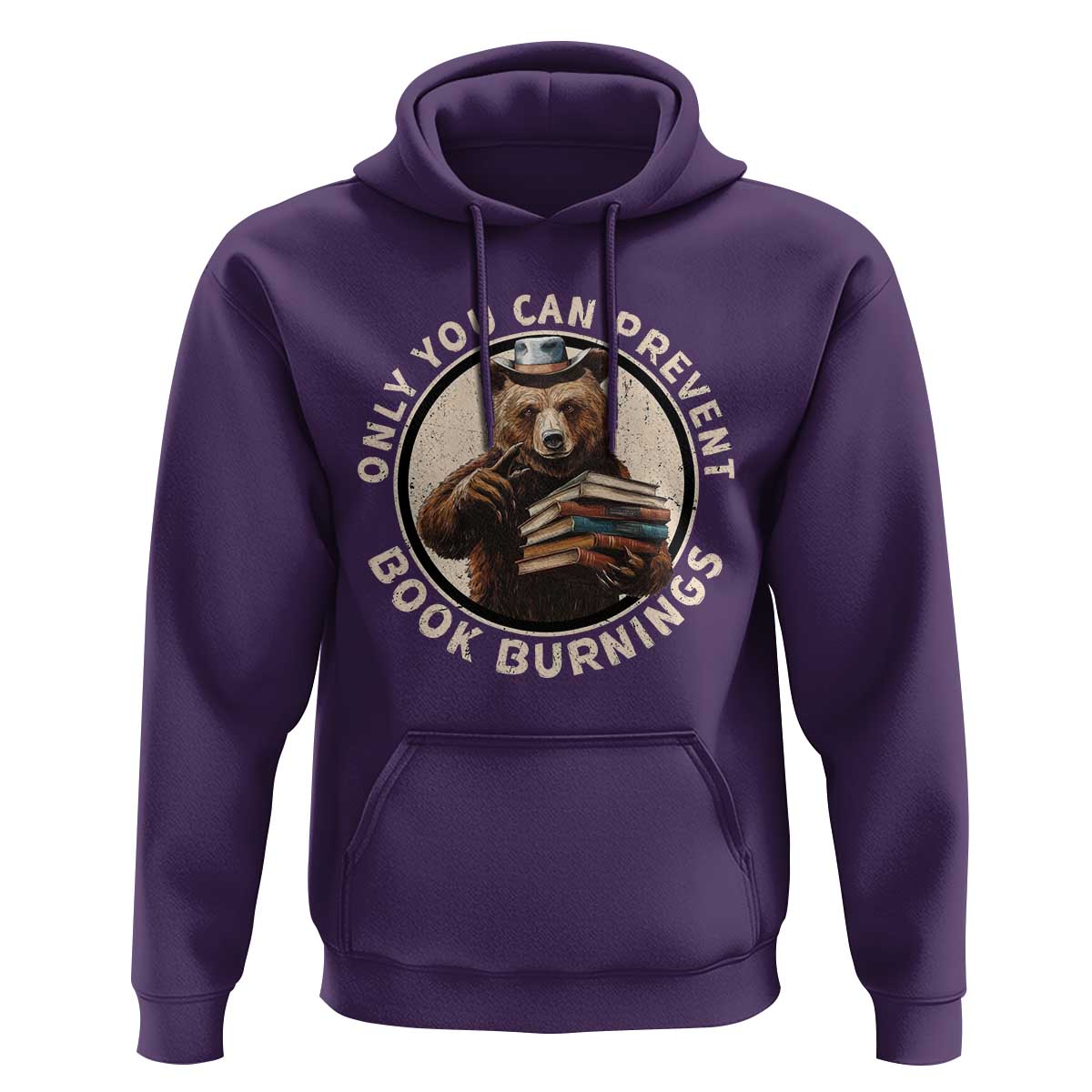 Funny Books Lover Bear Hoodie Only You Can Prevent Book Burnings