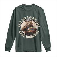 Funny Books Lover Bear Long Sleeve Shirt Only You Can Prevent Book Burnings