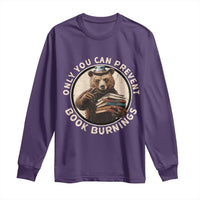 Funny Books Lover Bear Long Sleeve Shirt Only You Can Prevent Book Burnings