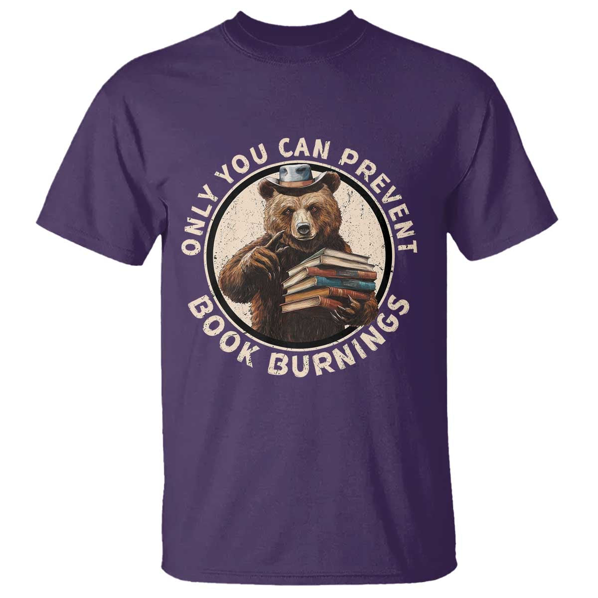 Funny Books Lover Bear T Shirt Only You Can Prevent Book Burnings