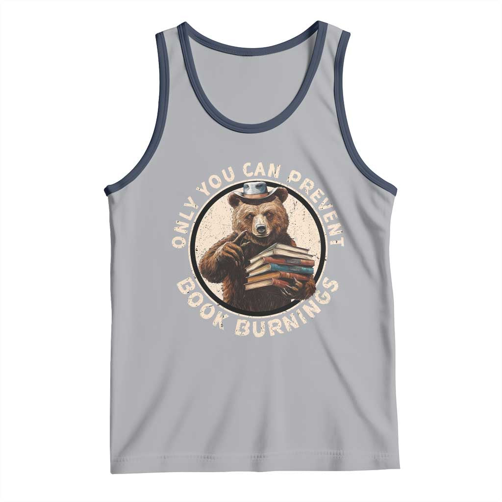 Funny Books Lover Bear Tank Top Only You Can Prevent Book Burnings