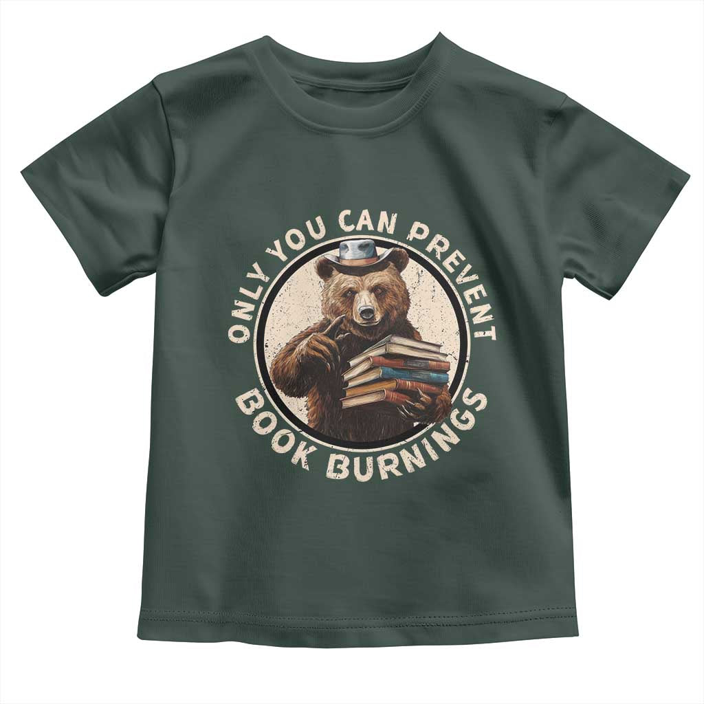 Funny Books Lover Bear Toddler T Shirt Only You Can Prevent Book Burnings