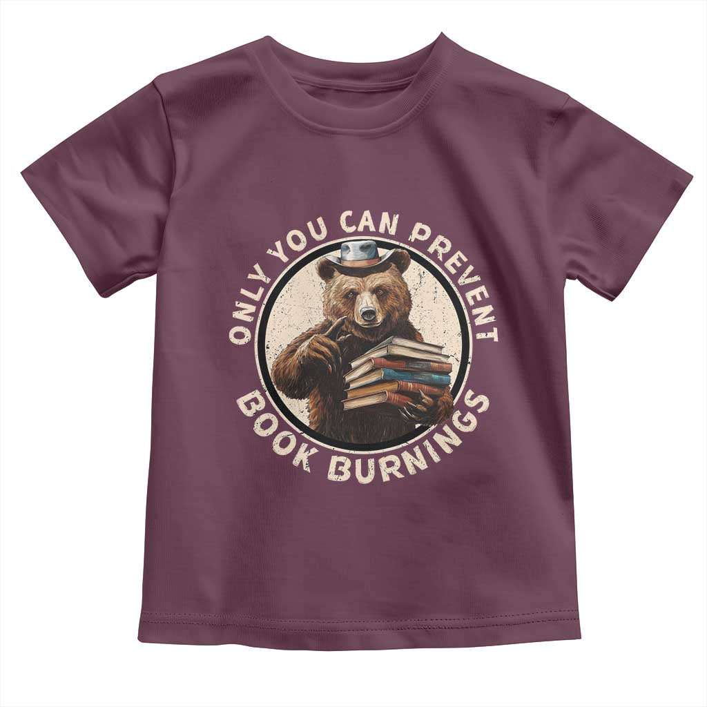 Funny Books Lover Bear Toddler T Shirt Only You Can Prevent Book Burnings